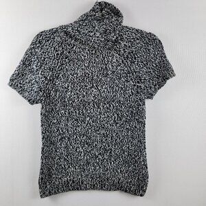 MICHAEL Michael Kors Sweater Women S Black White Marled Short Sleeve Turtleneck